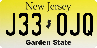 NJ license plate J33OJQ
