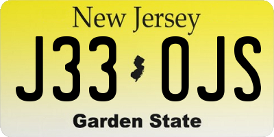 NJ license plate J33OJS