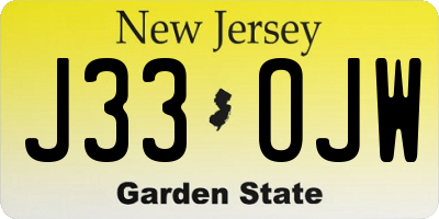 NJ license plate J33OJW