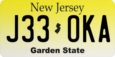 NJ license plate J33OKA