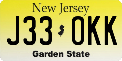 NJ license plate J33OKK