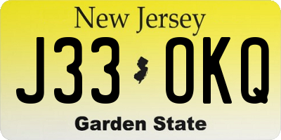 NJ license plate J33OKQ