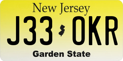 NJ license plate J33OKR
