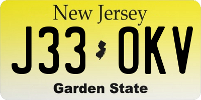 NJ license plate J33OKV