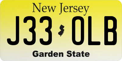 NJ license plate J33OLB