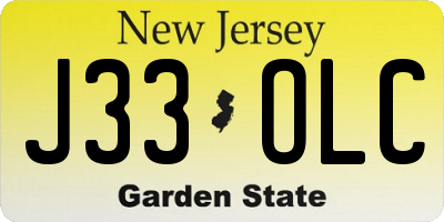 NJ license plate J33OLC