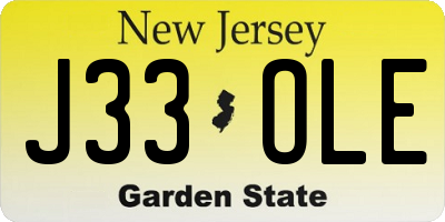 NJ license plate J33OLE