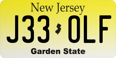 NJ license plate J33OLF