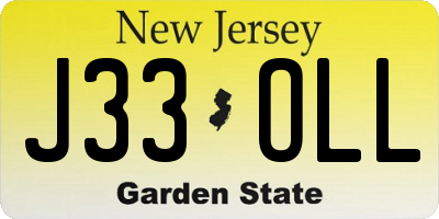 NJ license plate J33OLL