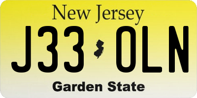 NJ license plate J33OLN
