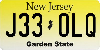 NJ license plate J33OLQ