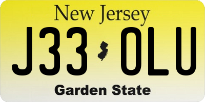 NJ license plate J33OLU