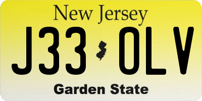 NJ license plate J33OLV