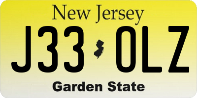 NJ license plate J33OLZ