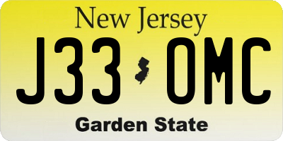 NJ license plate J33OMC
