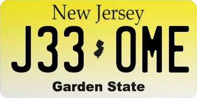 NJ license plate J33OME