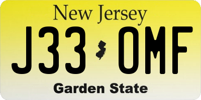 NJ license plate J33OMF