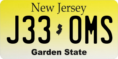 NJ license plate J33OMS