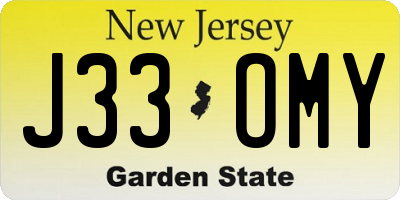 NJ license plate J33OMY