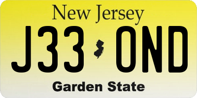 NJ license plate J33OND
