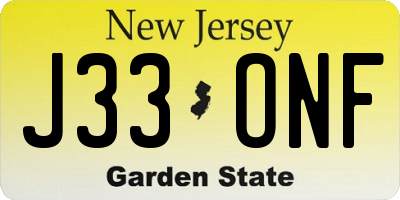 NJ license plate J33ONF
