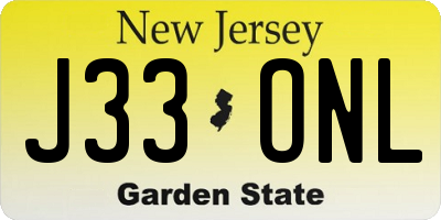 NJ license plate J33ONL