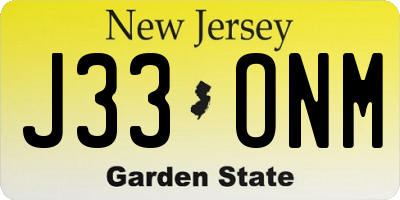 NJ license plate J33ONM