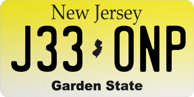 NJ license plate J33ONP