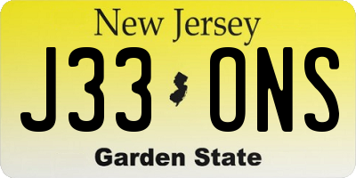 NJ license plate J33ONS