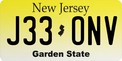 NJ license plate J33ONV