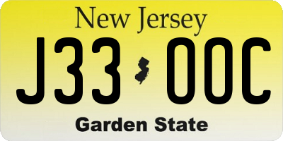 NJ license plate J33OOC