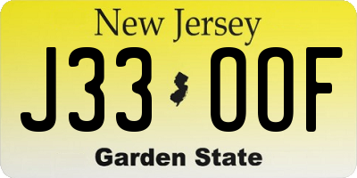 NJ license plate J33OOF
