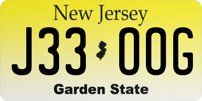 NJ license plate J33OOG