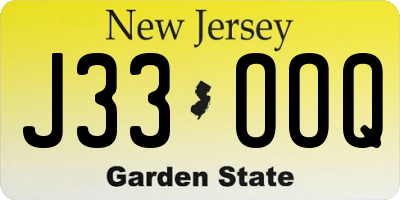 NJ license plate J33OOQ