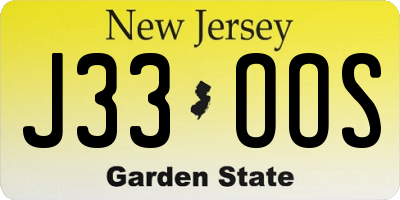 NJ license plate J33OOS