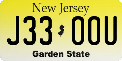NJ license plate J33OOU