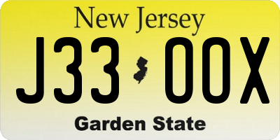 NJ license plate J33OOX