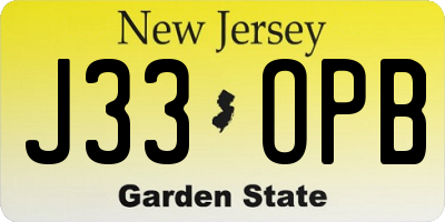 NJ license plate J33OPB