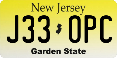 NJ license plate J33OPC