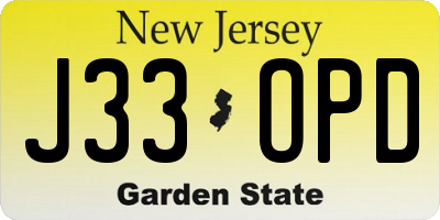 NJ license plate J33OPD