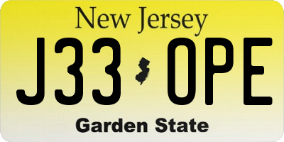 NJ license plate J33OPE