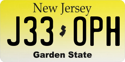 NJ license plate J33OPH
