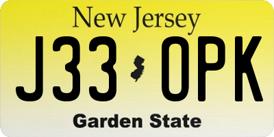 NJ license plate J33OPK