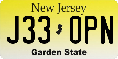 NJ license plate J33OPN
