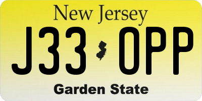 NJ license plate J33OPP
