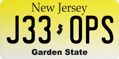 NJ license plate J33OPS