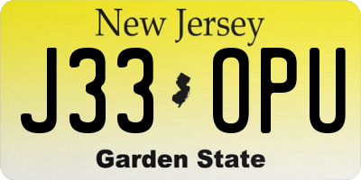 NJ license plate J33OPU