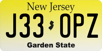 NJ license plate J33OPZ