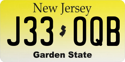 NJ license plate J33OQB