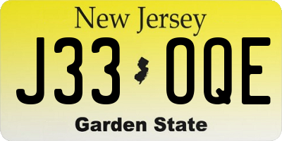 NJ license plate J33OQE